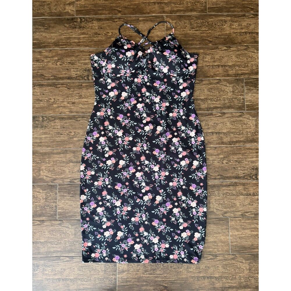 No Boundaries Floral Bodycon Halter Dress (Juniors) - XL